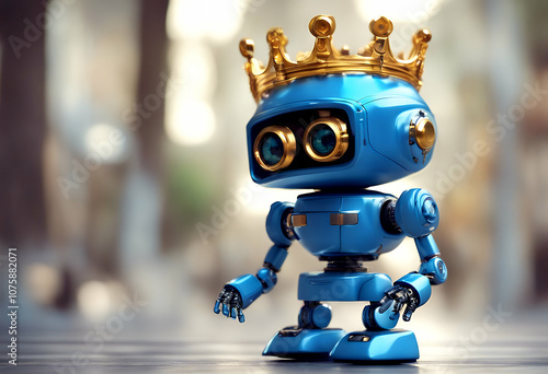 fun friendly gold render android machine illustration future royals design concept decoration happy decorative robotic blue cyber 