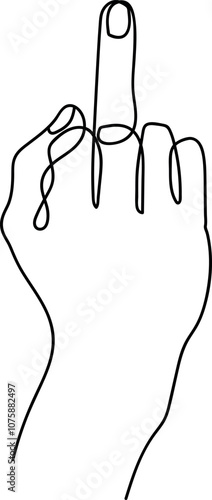 One Line Art Hand Gestures, Middle Finger, Minimalist, Adult Humour, Abstract