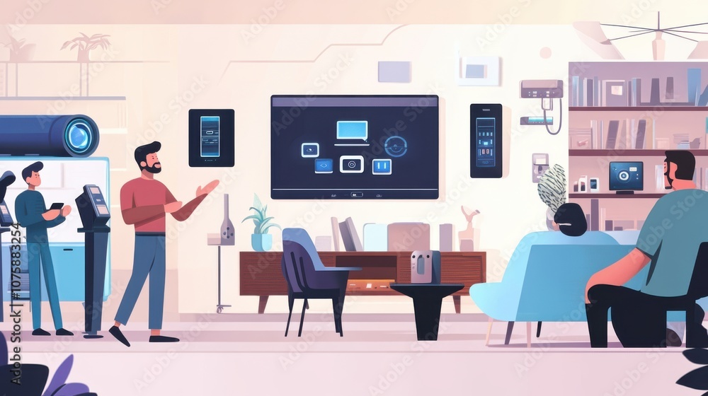 A tech-savvy electronics store employee demonstrating A tech-savvy electronics store employee demonstrating