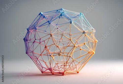 connection colours form science mesh figure rendering illustration grid whith ai space structure realistic point tech ometric blue lines code transfer security visualisation digital technology wiref photo