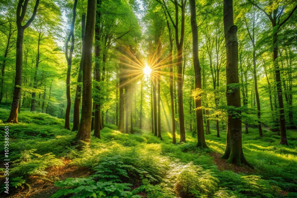 Fototapeta premium Lush Verdant Greenery in a Serene Landscape Captured with the Rule of Thirds for Stunning Visual Composition and Natural Beauty