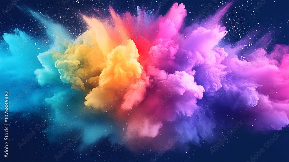 Dramatic Burst of Colorful Light Against Dark Space Dramatic Burst of Colorful Light Against Dark Space