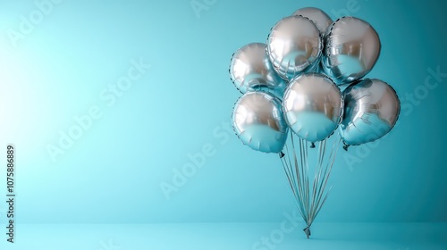 Wallpaper Mural Silver balloons against a blue background. Torontodigital.ca