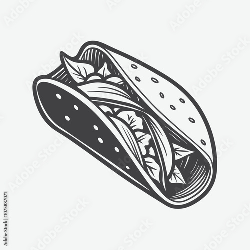 Veggie Quesadilla Silhouette Vector Illustration Isolated on White Background Perfect for Design Projects