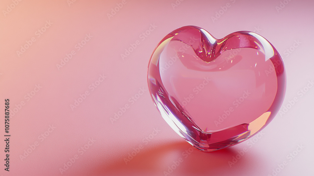 A crystal heart on a soft pink background symbolizing love and affection A crystal heart on a soft pink background symbolizing love and affection