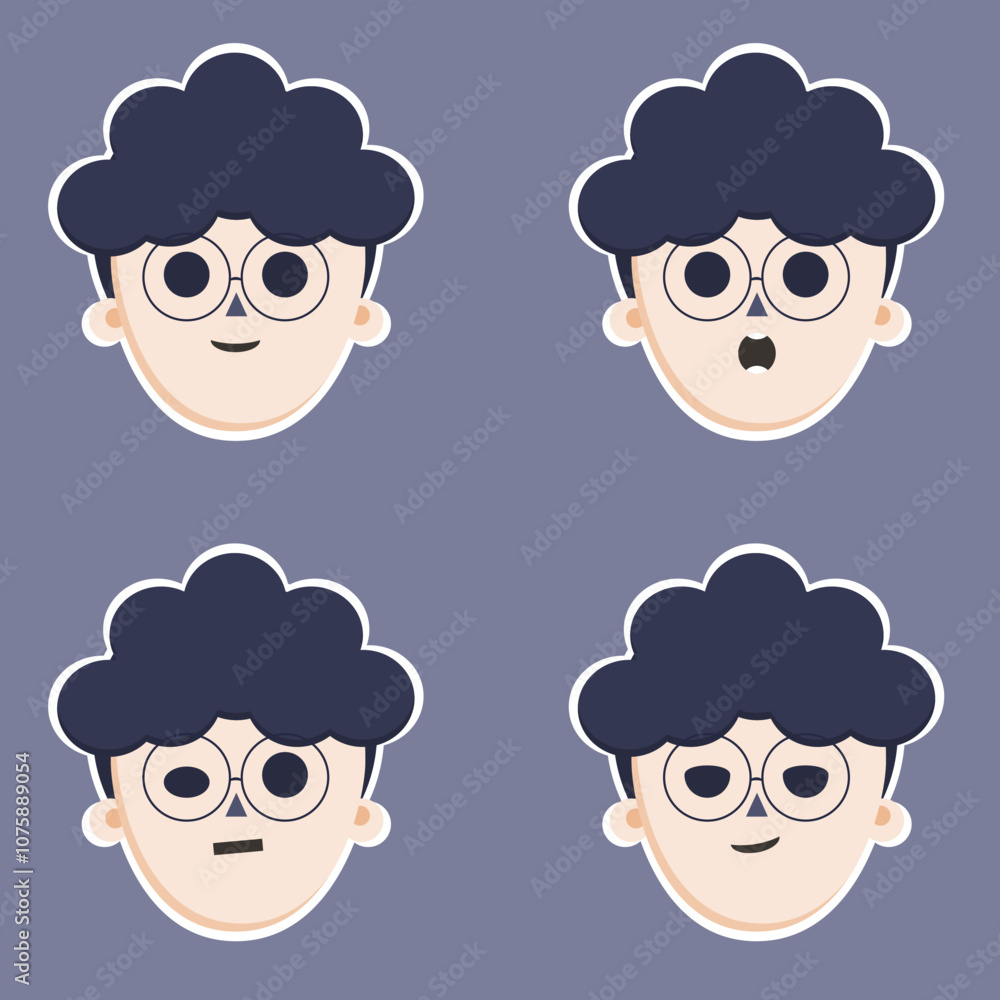 set of funny cartoon faces