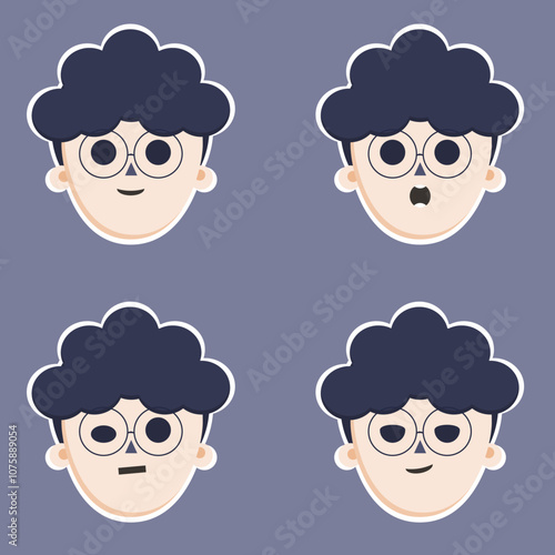set of funny cartoon faces