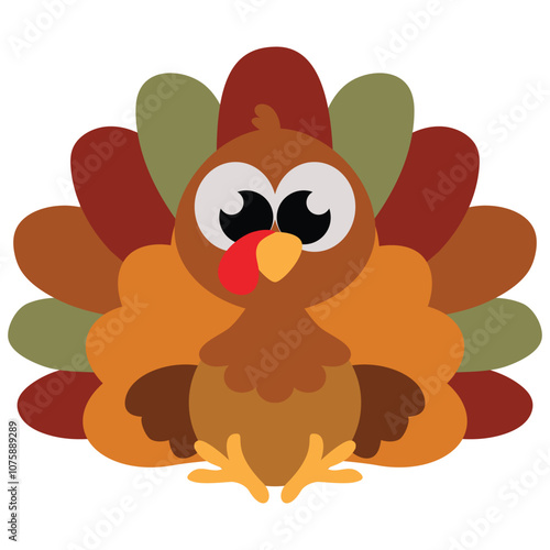 Cute thanksgiving turkey face vector cartoon illustration photo