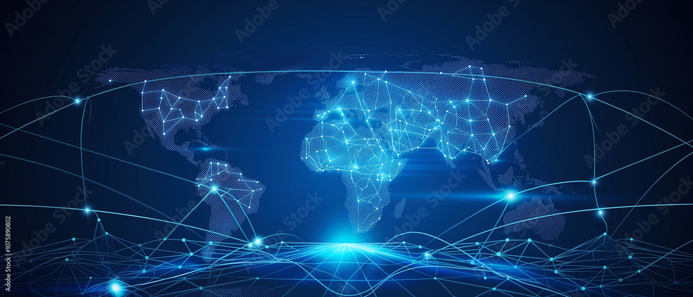 Obraz premium Global Network Connection Digital World Abstract