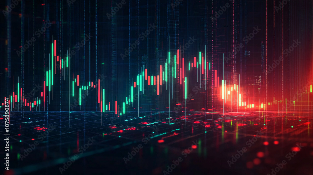 A modern digital art style financial chart with an upward trend, illuminated with neon green and red tones, conveying a mood of urgency and excitement.... A modern digital art style financial chart with an upward trend, illuminated with neon green and red tones, conveying a mood of urgency and excitement....