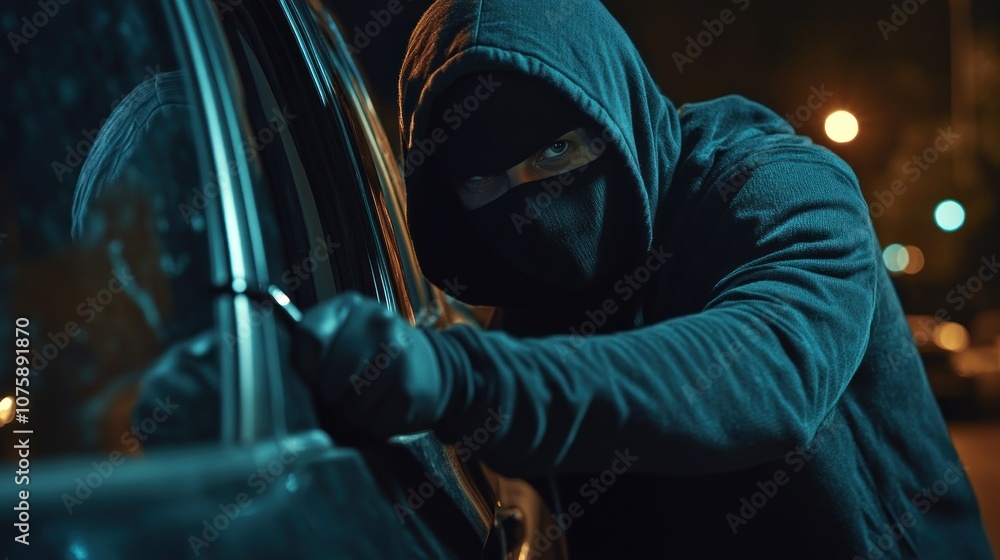 Masked Man Breaking Into A Car Masked Man Breaking Into A Car