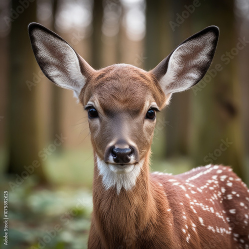 Young deer closeup portrait