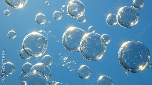 Crystal-clear bubbles rising in water on a transparent background, perfect for aquatic or refreshing themes.