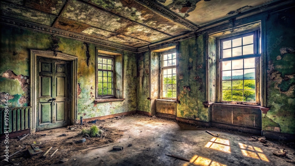 Spooky room in a derelict house , abandoned, eerie, haunted, darkness, old, creepy, run-down, spooky, mysterious Spooky room in a derelict house , abandoned, eerie, haunted, darkness, old, creepy, run-down, spooky, mysterious