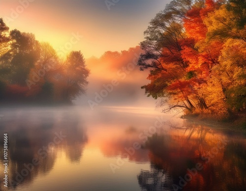 Quiet River with Fall Fog