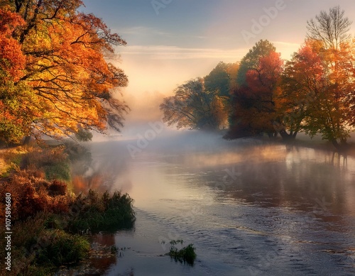 Wallpaper Mural Autumn Colors by Misty River Torontodigital.ca