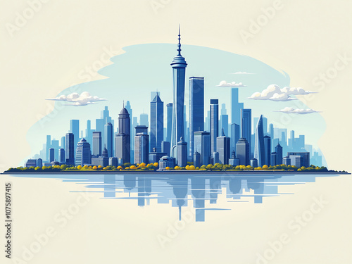 Wallpaper Mural Generated illustration of a futuristic modern city cityscape. Torontodigital.ca