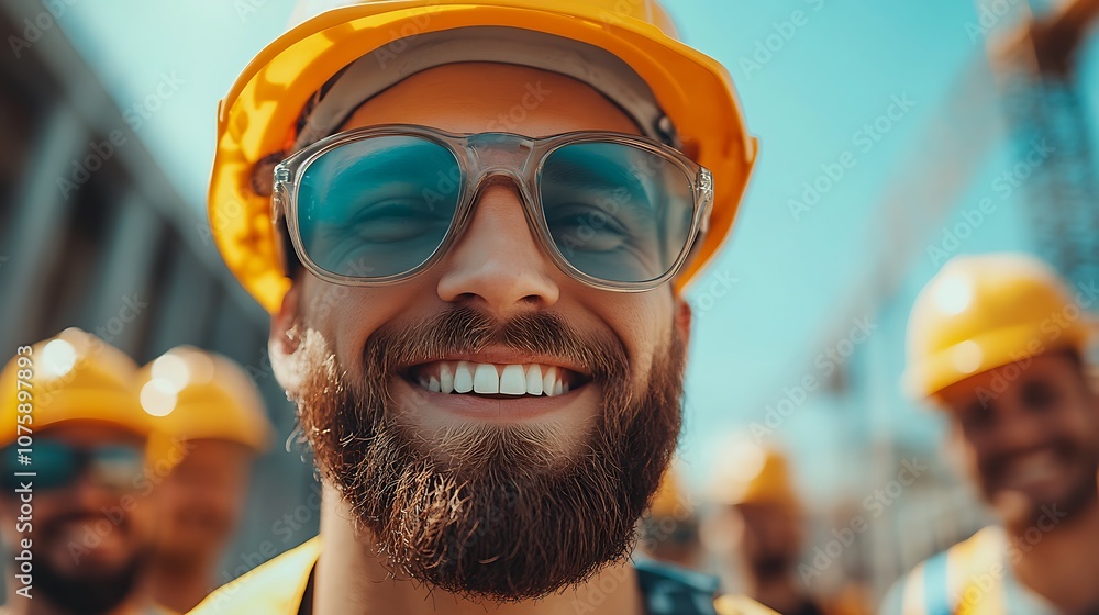 Construction workers smile brightly during safety training Construction workers smile brightly during safety training
