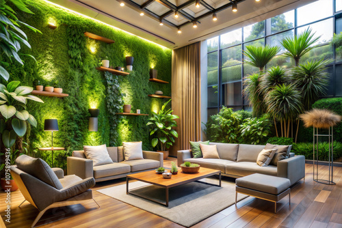 Luxury Living Room with Indoor Garden