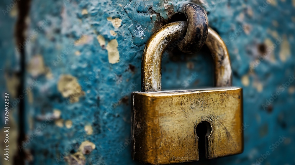 A close-up of a brass padlock on a textured blue surface, symbolizing security and protection. A close-up of a brass padlock on a textured blue surface, symbolizing security and protection.