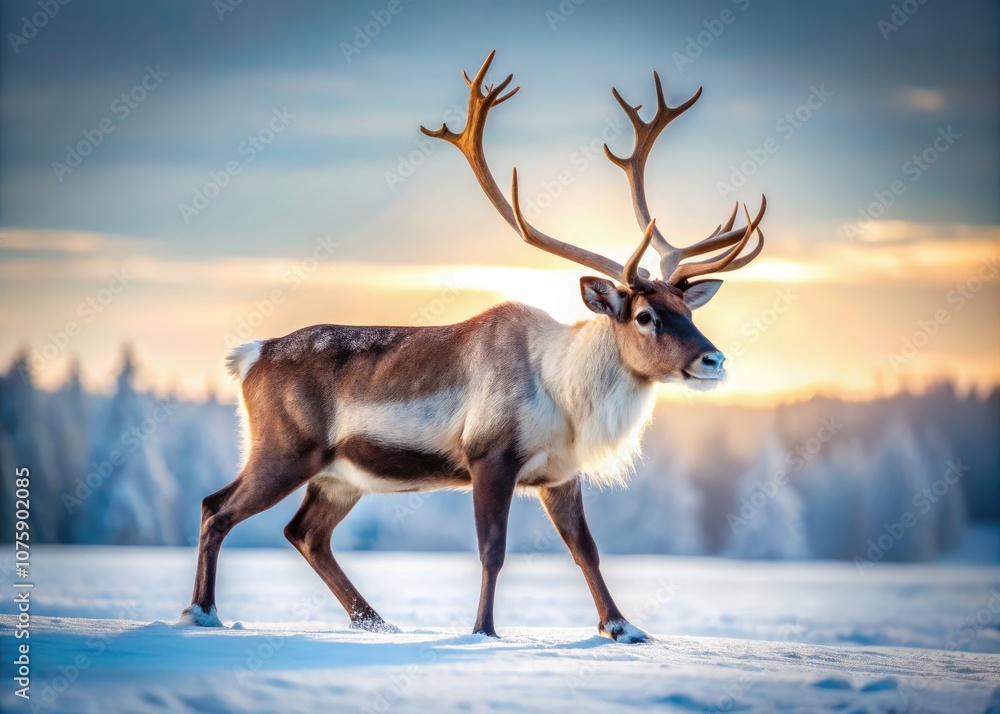 A striking caribou with large antlers roams through the snowy landscapes of Canada, presenting breathtaking wildlife photography for nature lovers and animal admirers. A striking caribou with large antlers roams through the snowy landscapes of Canada, presenting breathtaking wildlife photography for nature lovers and animal admirers.