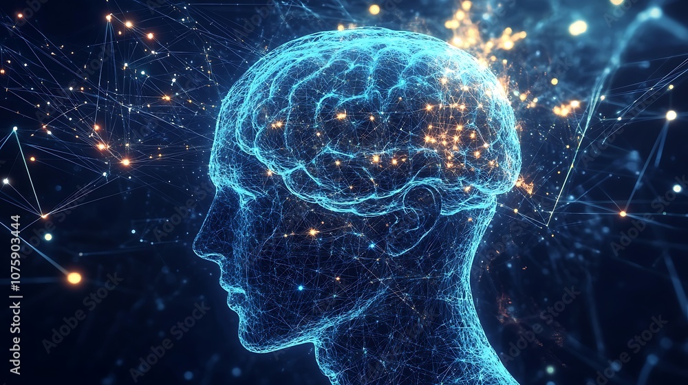 A digital representation of a human brain, showcasing neural connections and data flow. A digital representation of a human brain, showcasing neural connections and data flow.