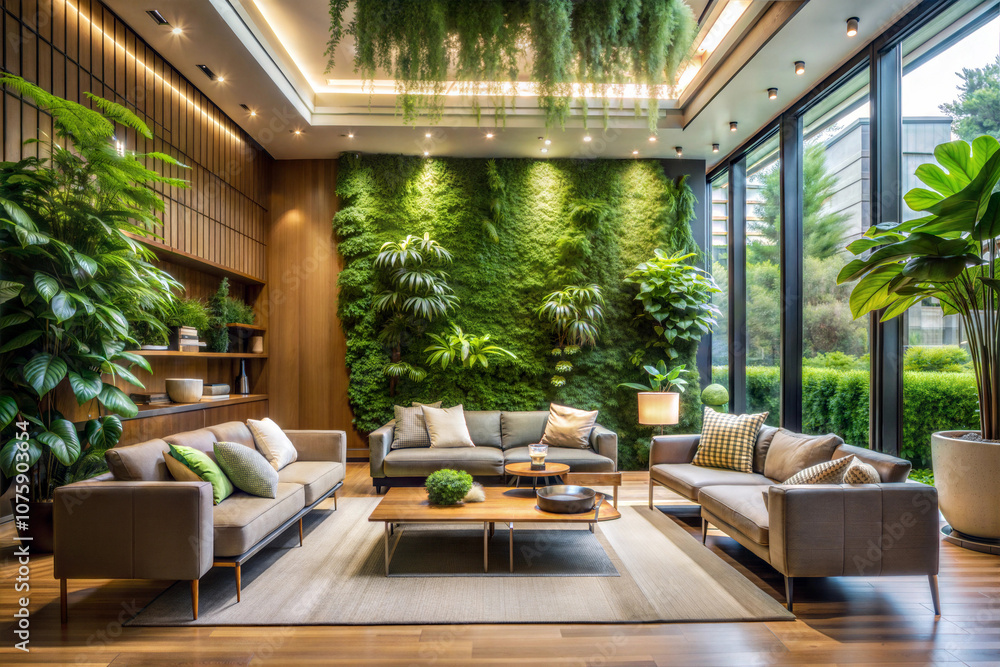 Luxury Living Room with Indoor Garden Luxury Living Room with Indoor Garden