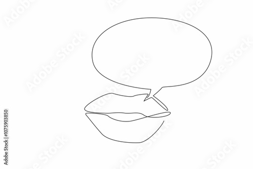 Single continuous line drawing lips with callout. Communication, expression, and the power of words. Act of speaking. Sharing. International Mother Language Day. One line design vector illustration