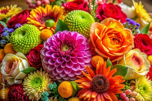 Stunning Macro Photography of Beautiful Flowers Perfect for Birthday Celebrations, Featuring Vibrant Colors, Intricate Petal Details, and Lush Greenery for a Festive Atmosphere