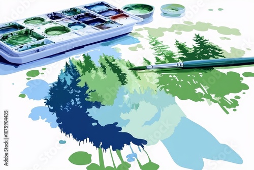 Brushstrokes of Green and B...