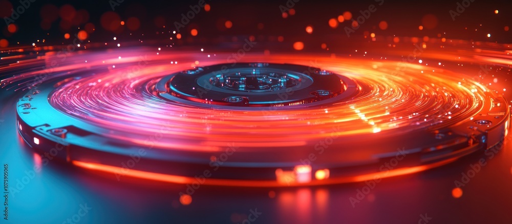 Abstract Technology Background with Glowing Lights Abstract Technology Background with Glowing Lights