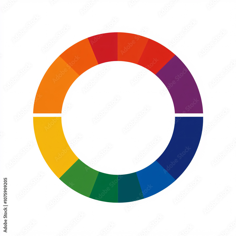 A circular color wheel featuring a gradient of vibrant hues arranged in segments. A circular color wheel featuring a gradient of vibrant hues arranged in segments.