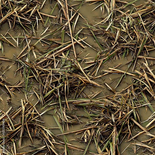 Flooded Muddy Marsh Bushwolf Tall Grass Hunting Camo, Seamless Camouflage Pattern photo