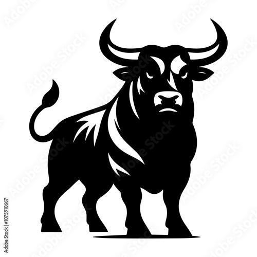 Bull silhouette vector. Bull logo icon. Bull standing silhouette vector isolated.