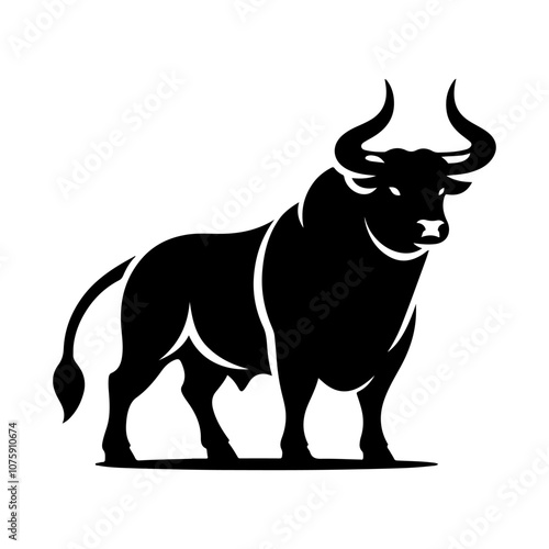 Bull silhouette vector. Bull logo icon. Bull standing silhouette vector isolated.