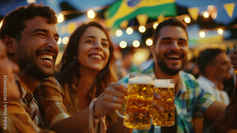 Group of people toasting with beer mugs. Oktoberfest of Blumenau. Group of people toasting with beer mugs. Oktoberfest of Blumenau.
