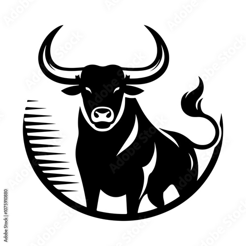 Bull silhouette vector. Bull logo icon. Bull standing silhouette vector isolated.