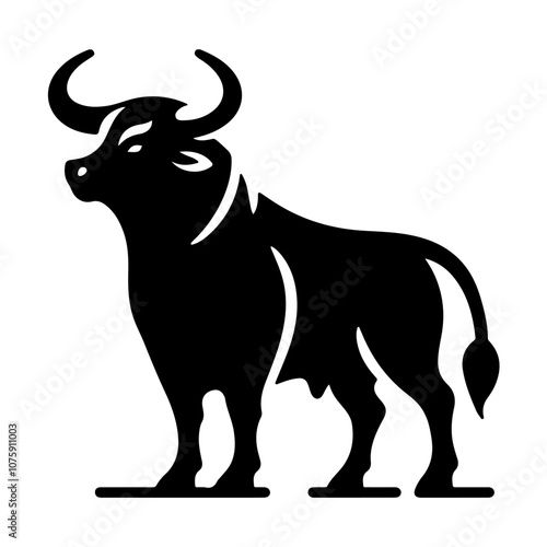 Bull silhouette vector. Bull logo icon. Bull standing silhouette vector isolated.