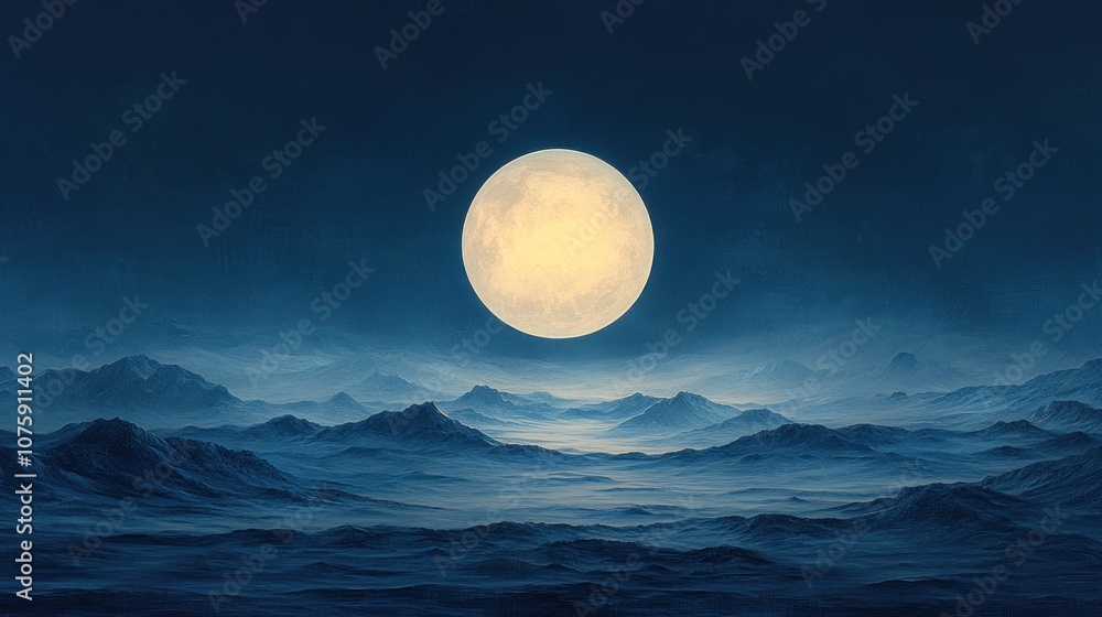 Full Moon Over Mountains