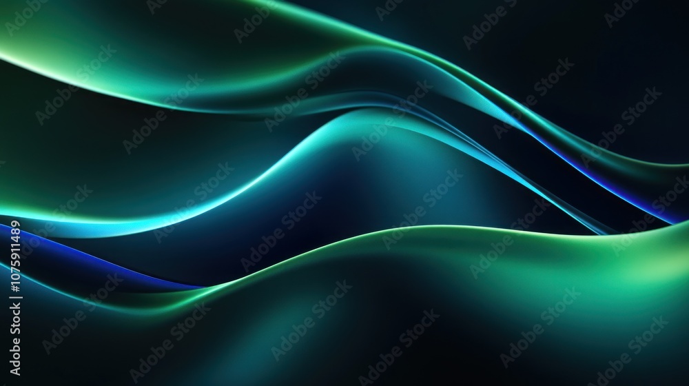 Obraz premium Abstract Green and Blue Waves