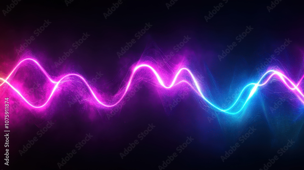 Vibrant wave patterns in pink and blue against dark background, creating dynamic and energetic visual effect Vibrant wave patterns in pink and blue against dark background, creating dynamic and energetic visual effect