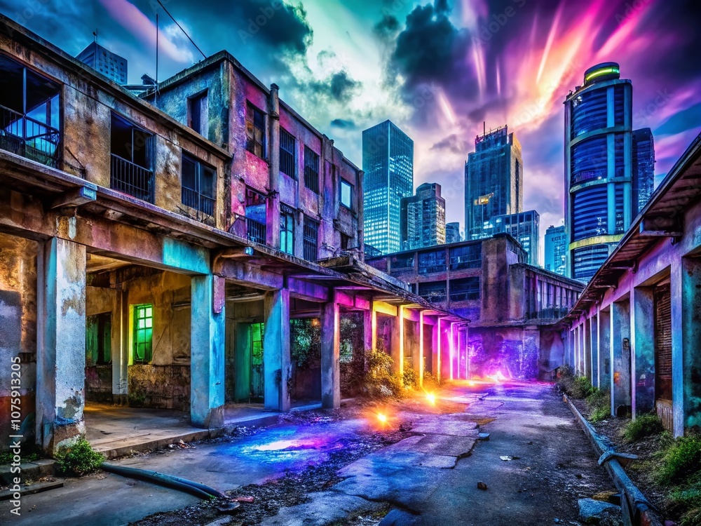 Fototapeta premium Urban Exploration Photography Featuring PNG Ghost Element Set with a Transparent Background for Creative Design Projects and Digital Art Enhancements