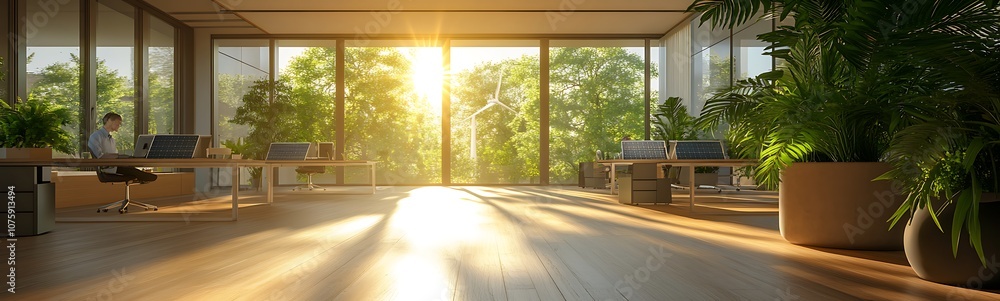 A bright, modern interior with large windows showcasing greenery, bathed in warm sunlight, creating a serene atmosphere. A bright, modern interior with large windows showcasing greenery, bathed in warm sunlight, creating a serene atmosphere.