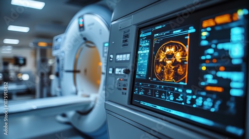 Wallpaper Mural Medical Scanner with Brain Scan Image Torontodigital.ca