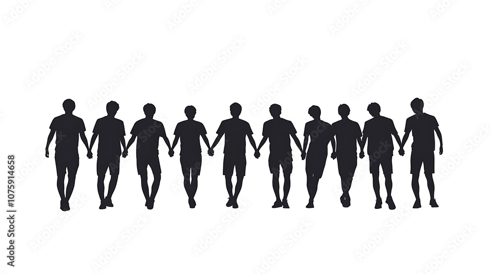 Silhouette of people holding hands, symbolizing unity and togetherness. Silhouette of people holding hands, symbolizing unity and togetherness.