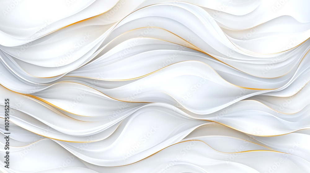 Obraz premium The image is a white background with gold waves. The waves are very long and they are very close to the white background