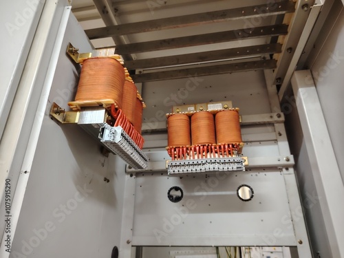 Copper type autotransformer mount in the electrical cabinet.