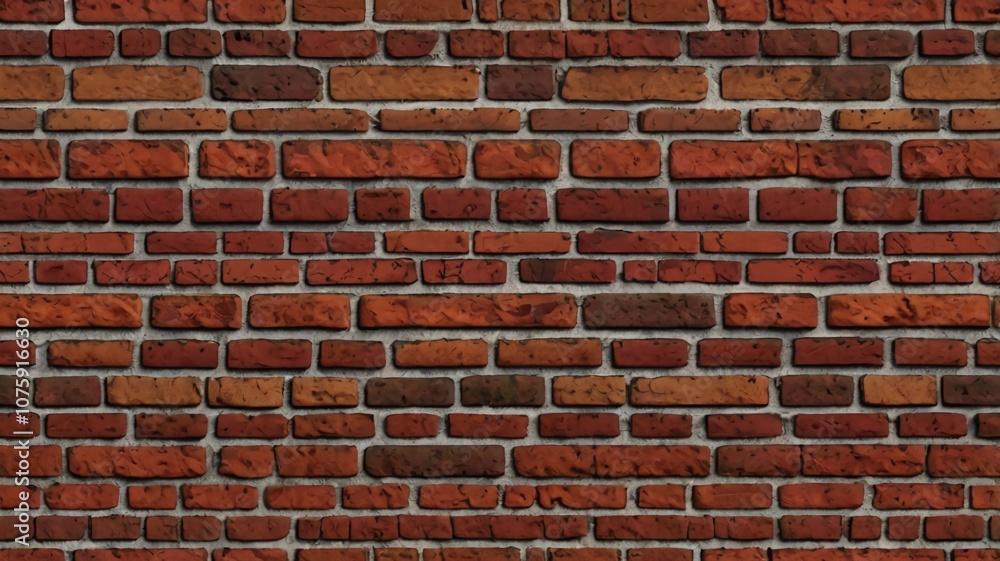 Obraz premium Seamless brick wall texture with a vibrant red and brown color pattern. Perfect for architectural backgrounds and designs, offering a rustic and classic aesthetic. High resolution.