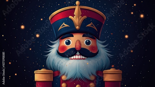 A minimalist outline of a nutcracker soldier in simple, clean lines.