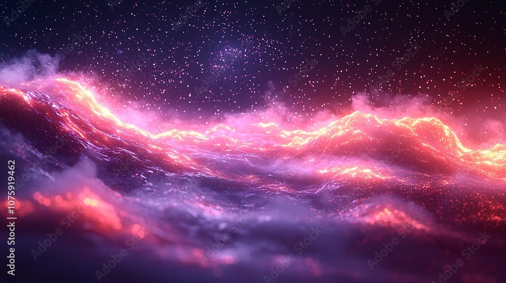 Obraz premium Explore luminous neon waves in dark space